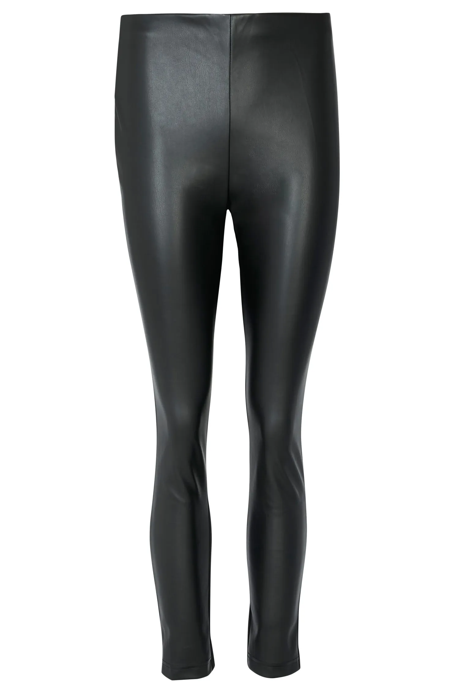 Black Vegan Leather Ponte Leggings