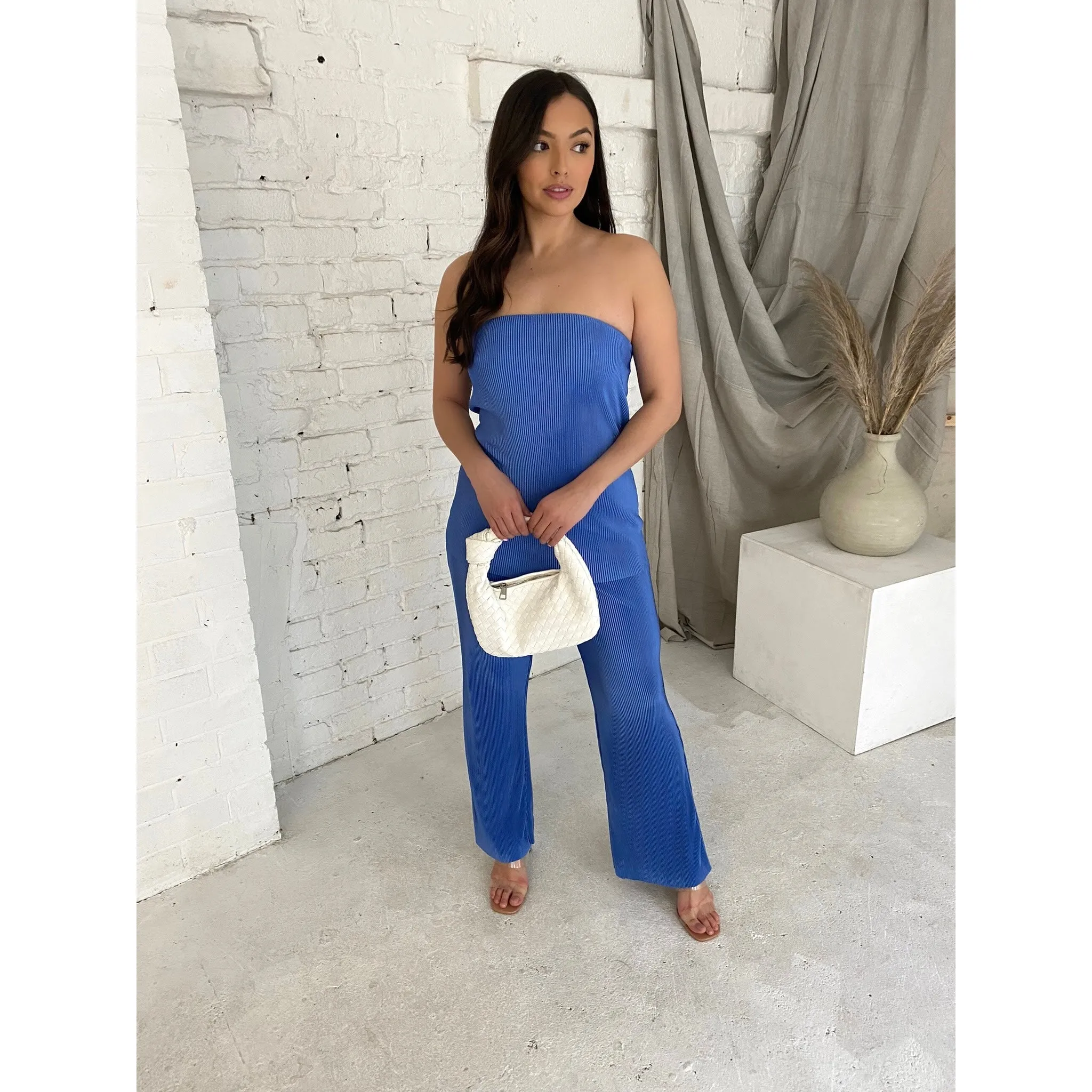 Blue Pleated Co-ord