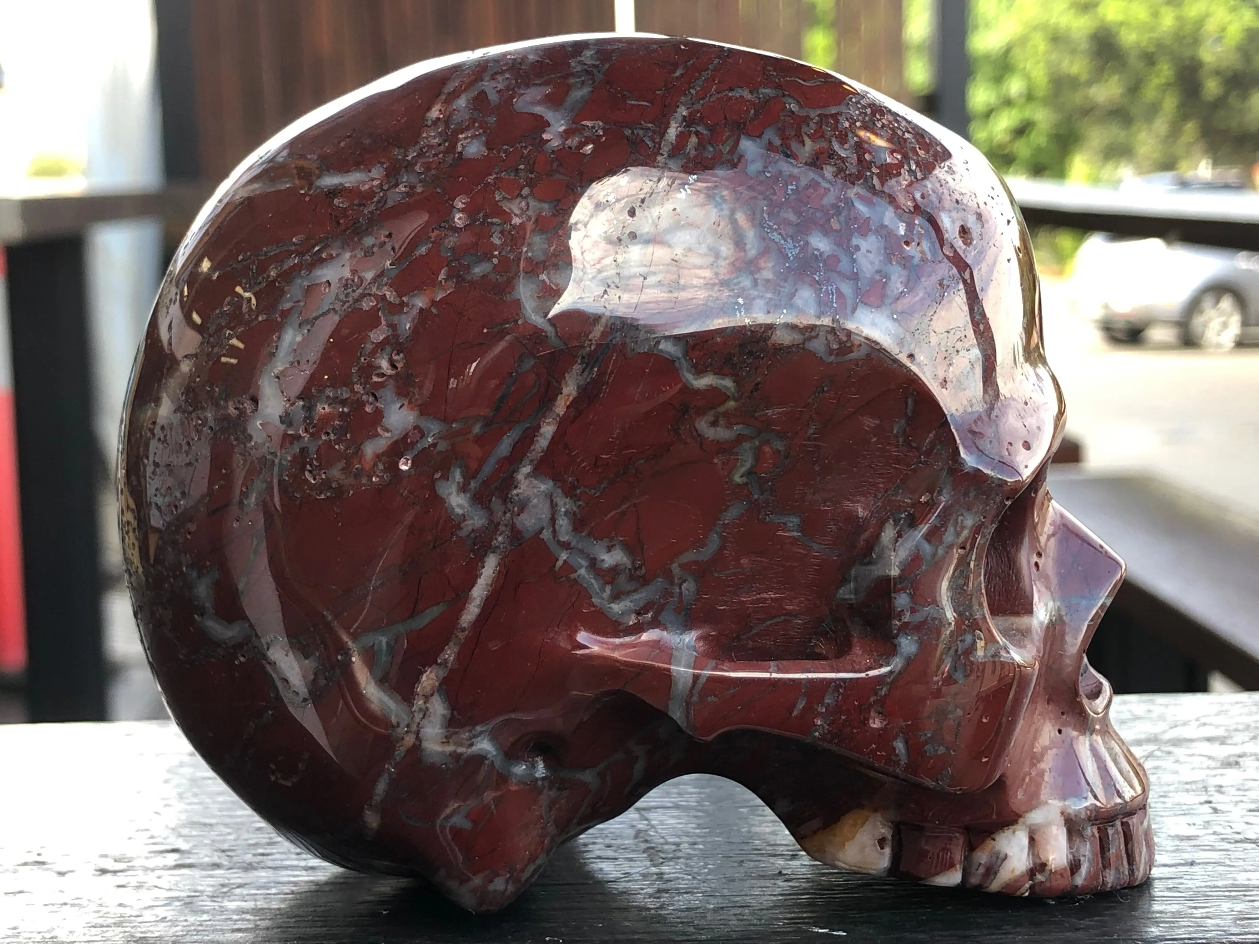 Brecciated Red Jasper Jawless Skull [1k1112]