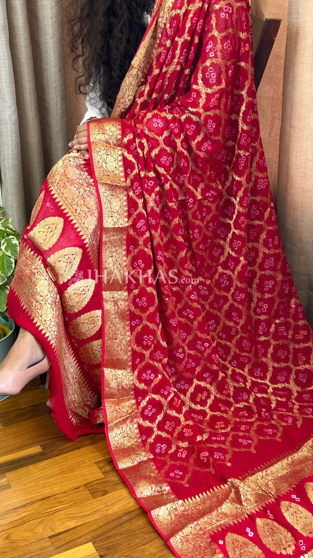 Bridal Red Banarasi Gharchola Georgette Dupatta