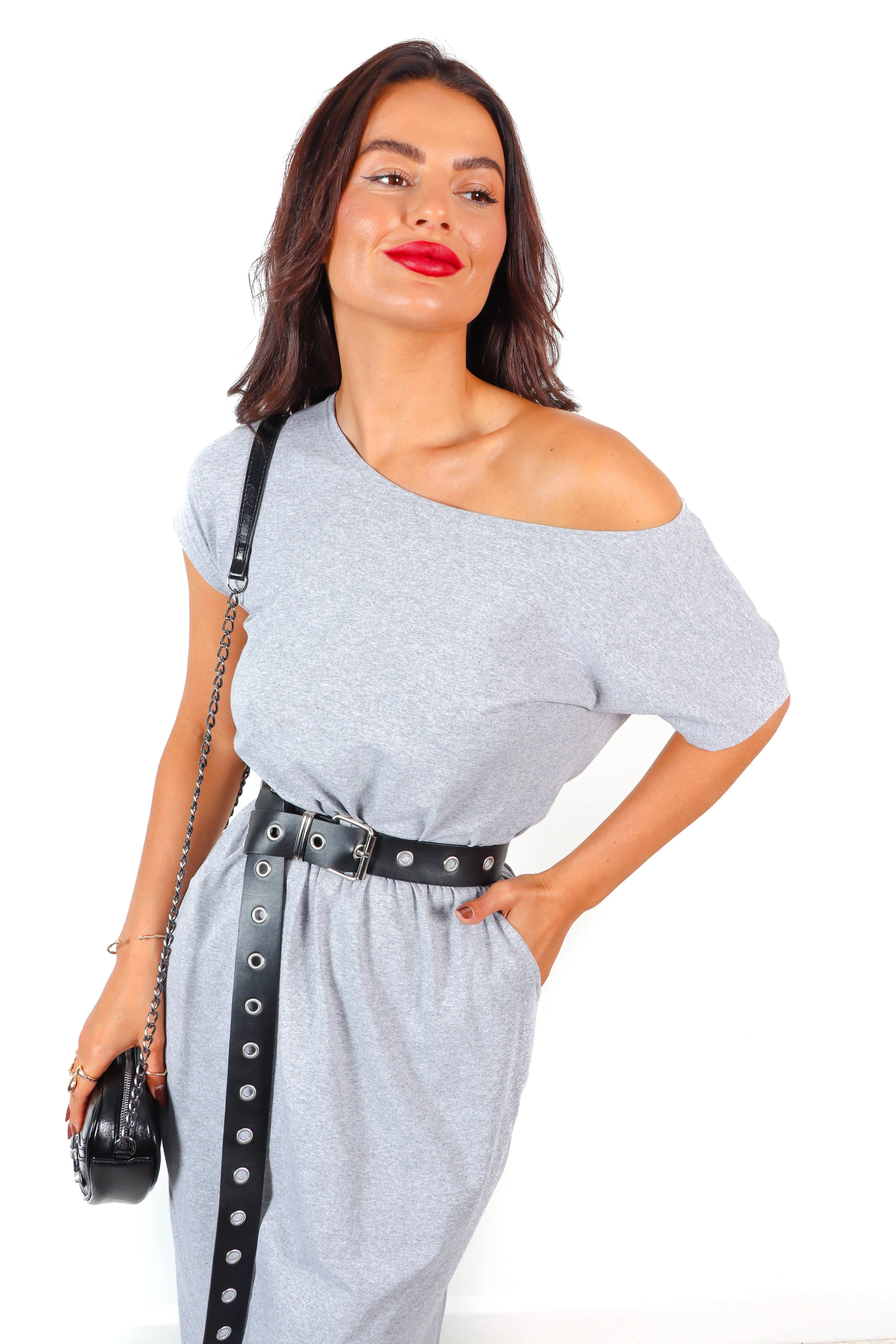 Bring Split On - Grey Side Split Maxi Dress