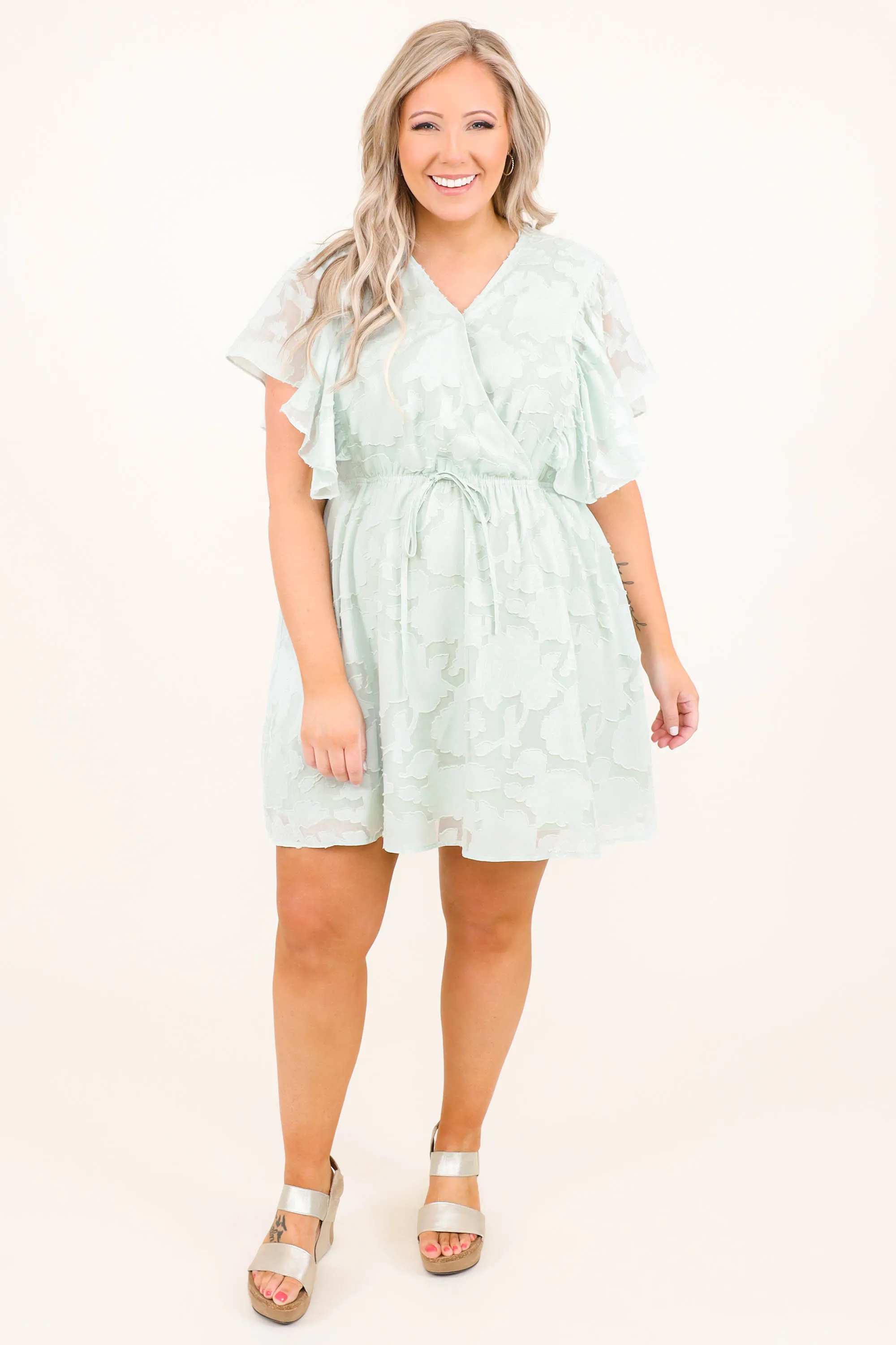 Butterfly People Dress, Light Sage