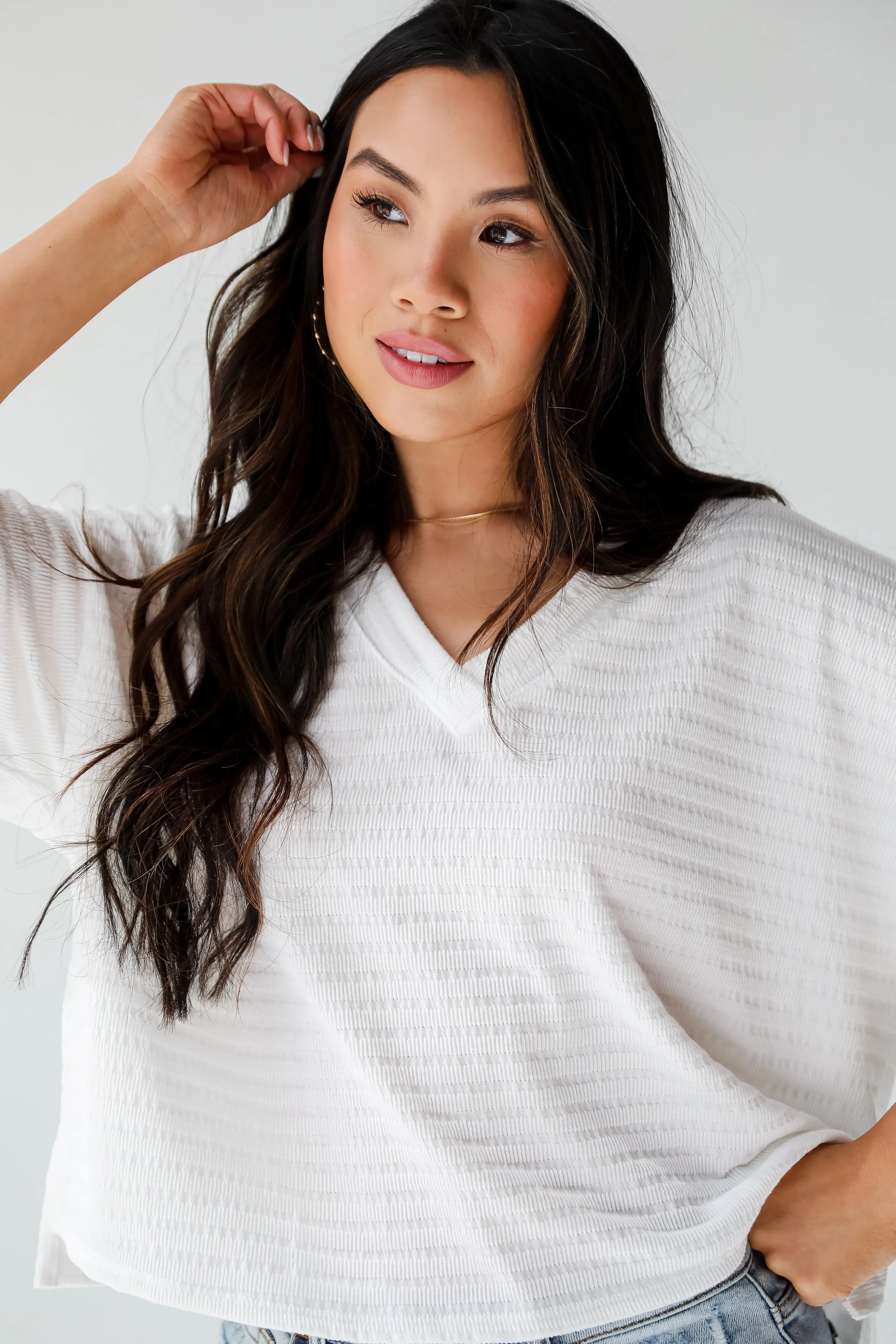 Caroline White Knit Tee