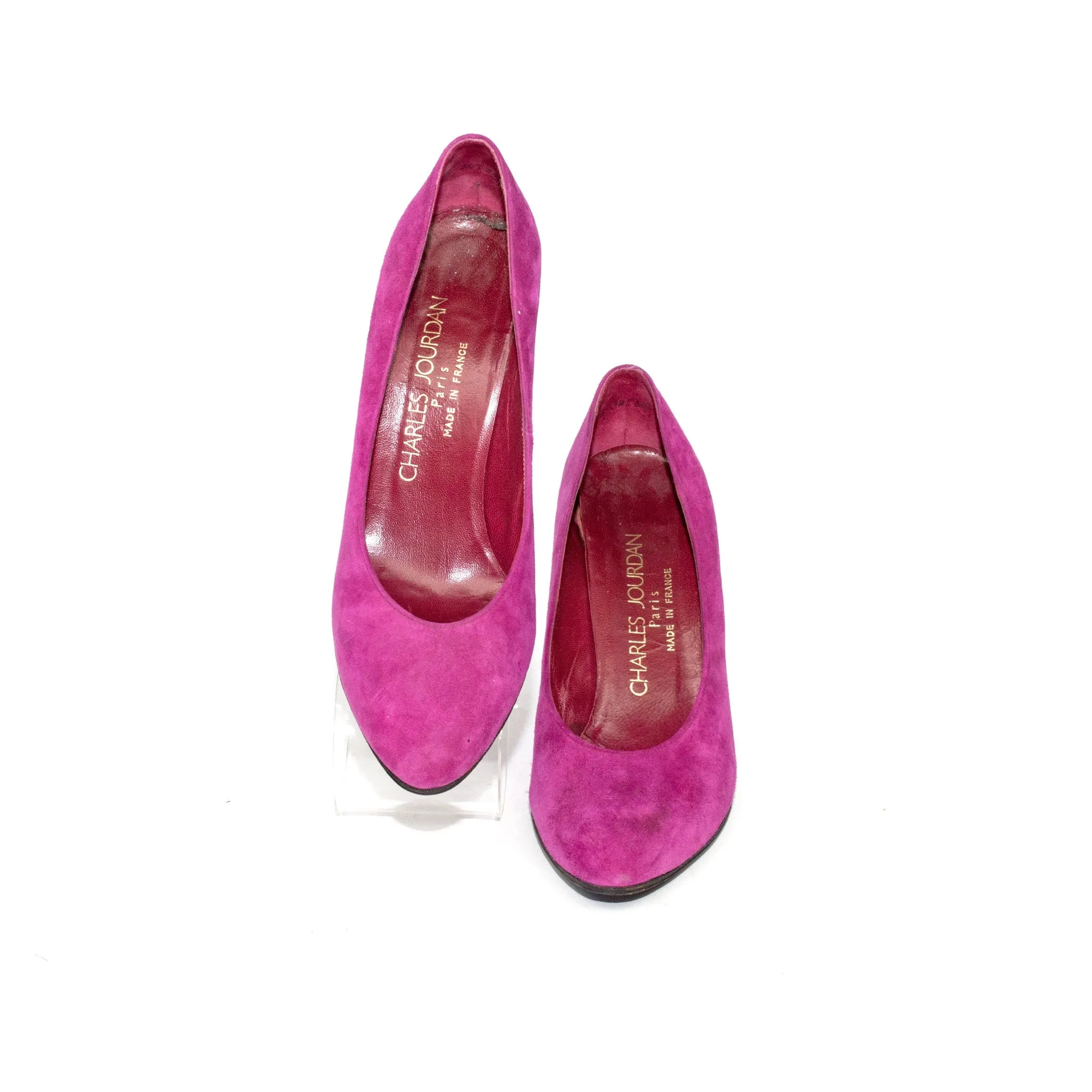 Charles Jourdan Magenta Suede Pumps