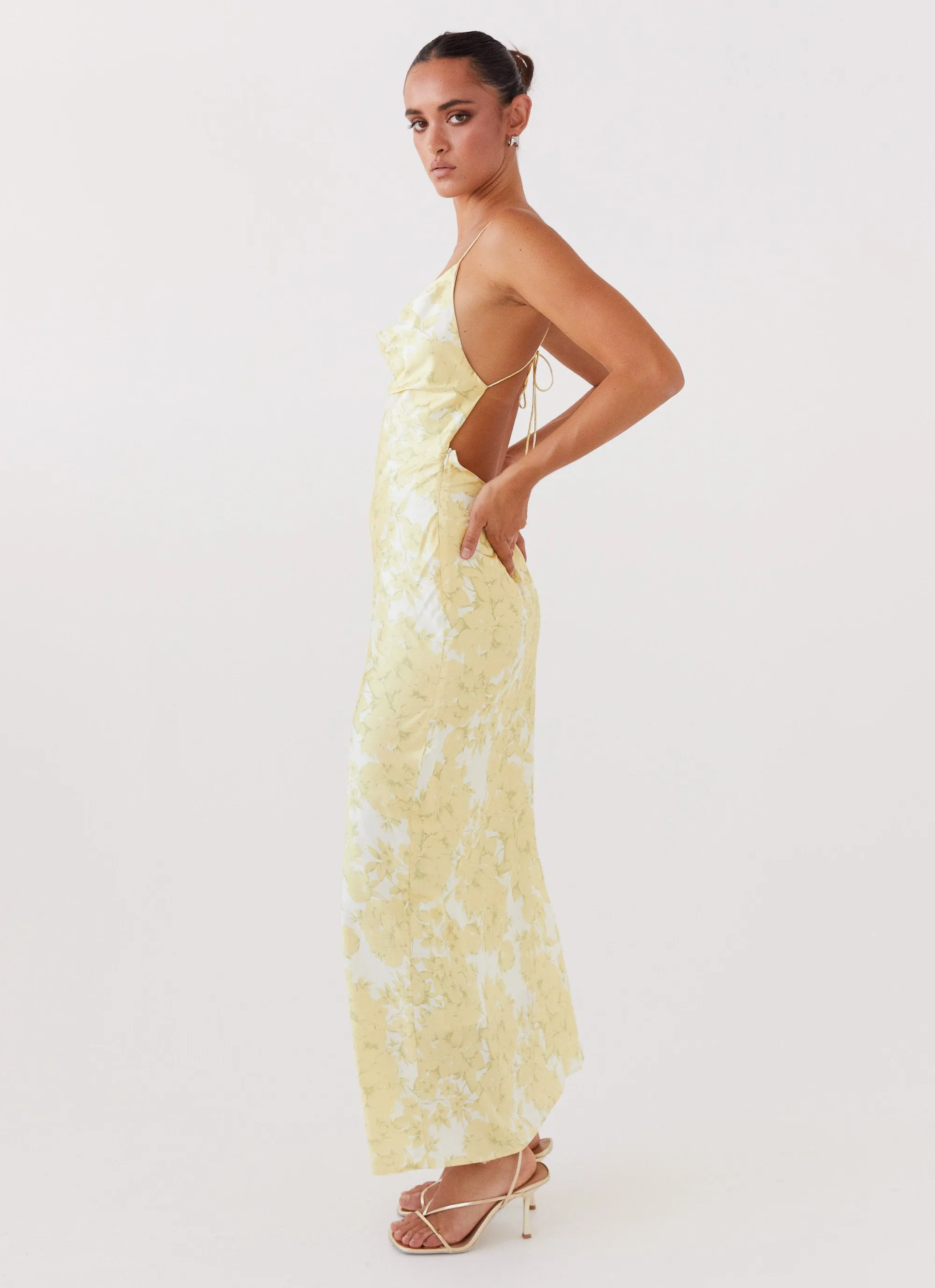 Coastal Escape Satin Maxi Dress - Daffodil