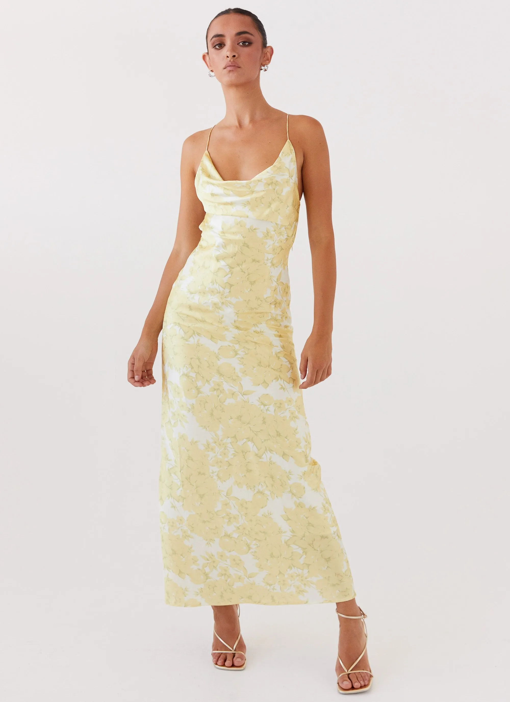 Coastal Escape Satin Maxi Dress - Daffodil