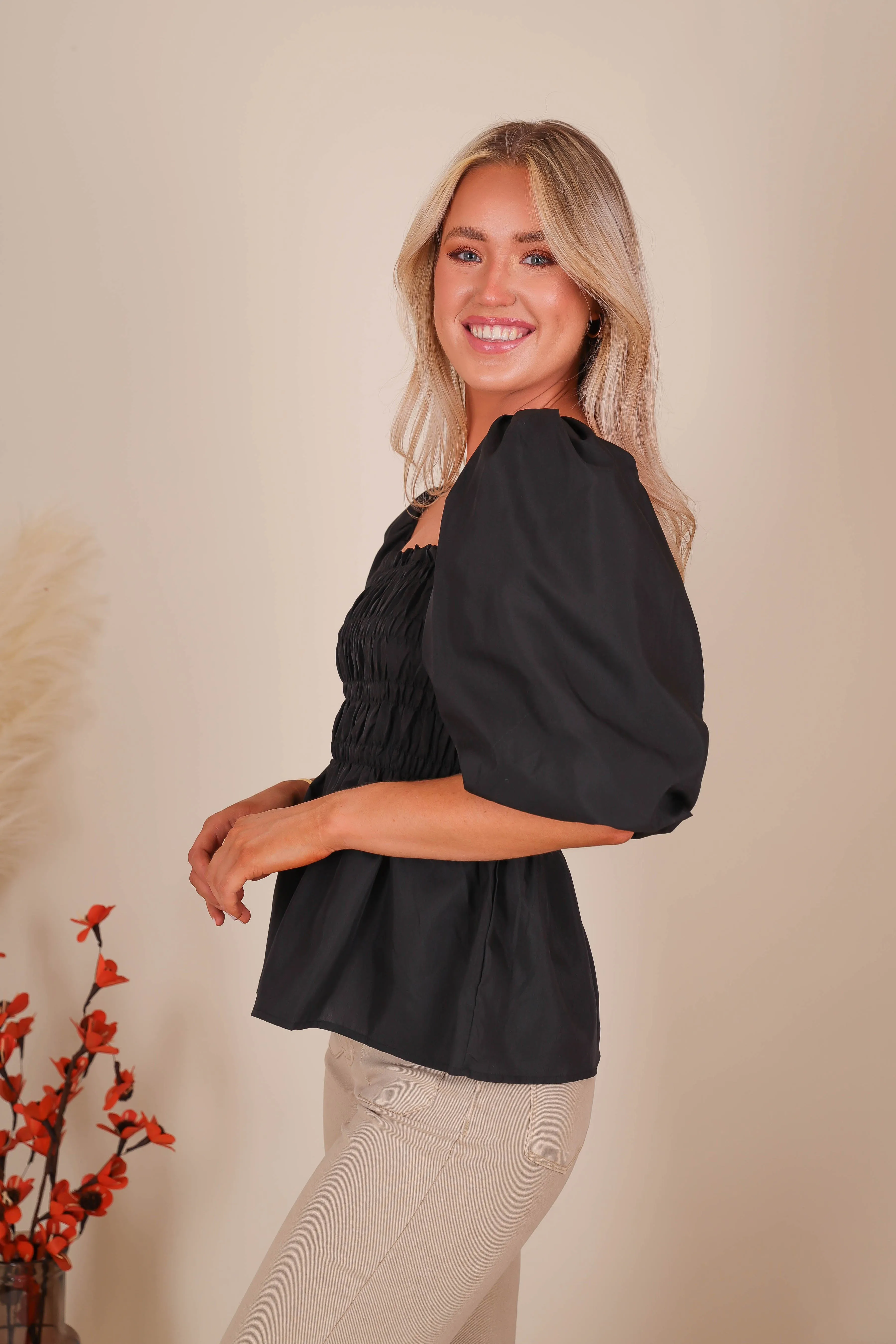 Consider It Done Blouse-Black