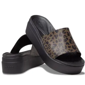 Stylish Black Crocs Brooklyn Animal Print Slide Platform Sandals for Comfort and Fashion