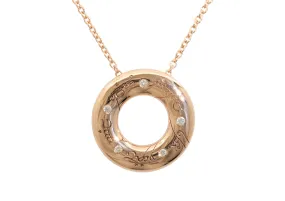 Custom Wanderers Circle Pendant with Diamonds & Hidden Bales, Red Gold