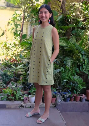 daisy dress - avocado green