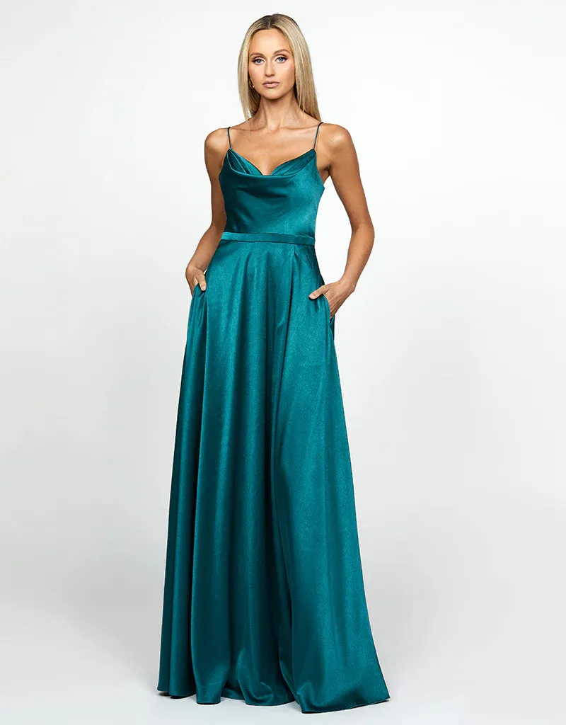 Diamond Cowl Wrap Gown