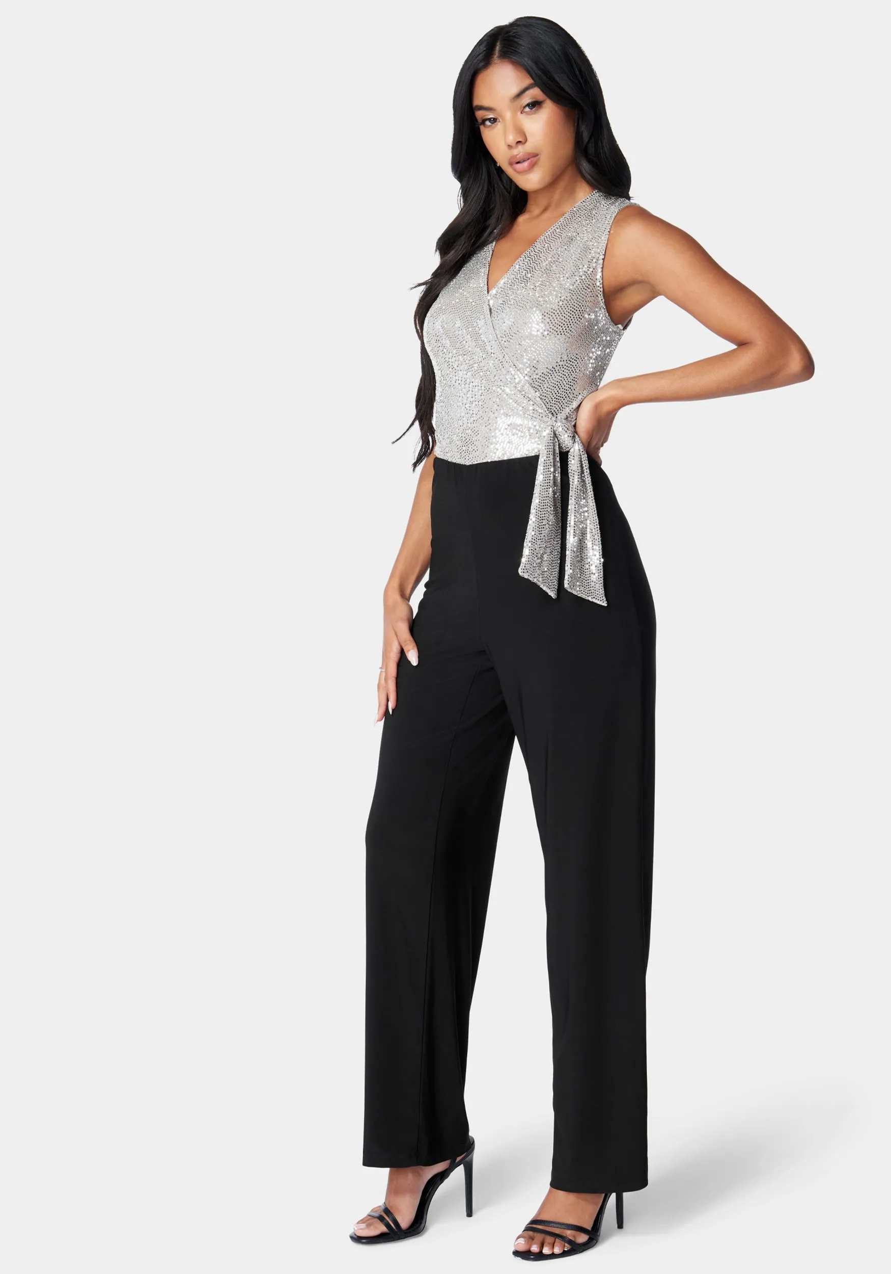 Disco Dot Wrap Tie Jumpsuit