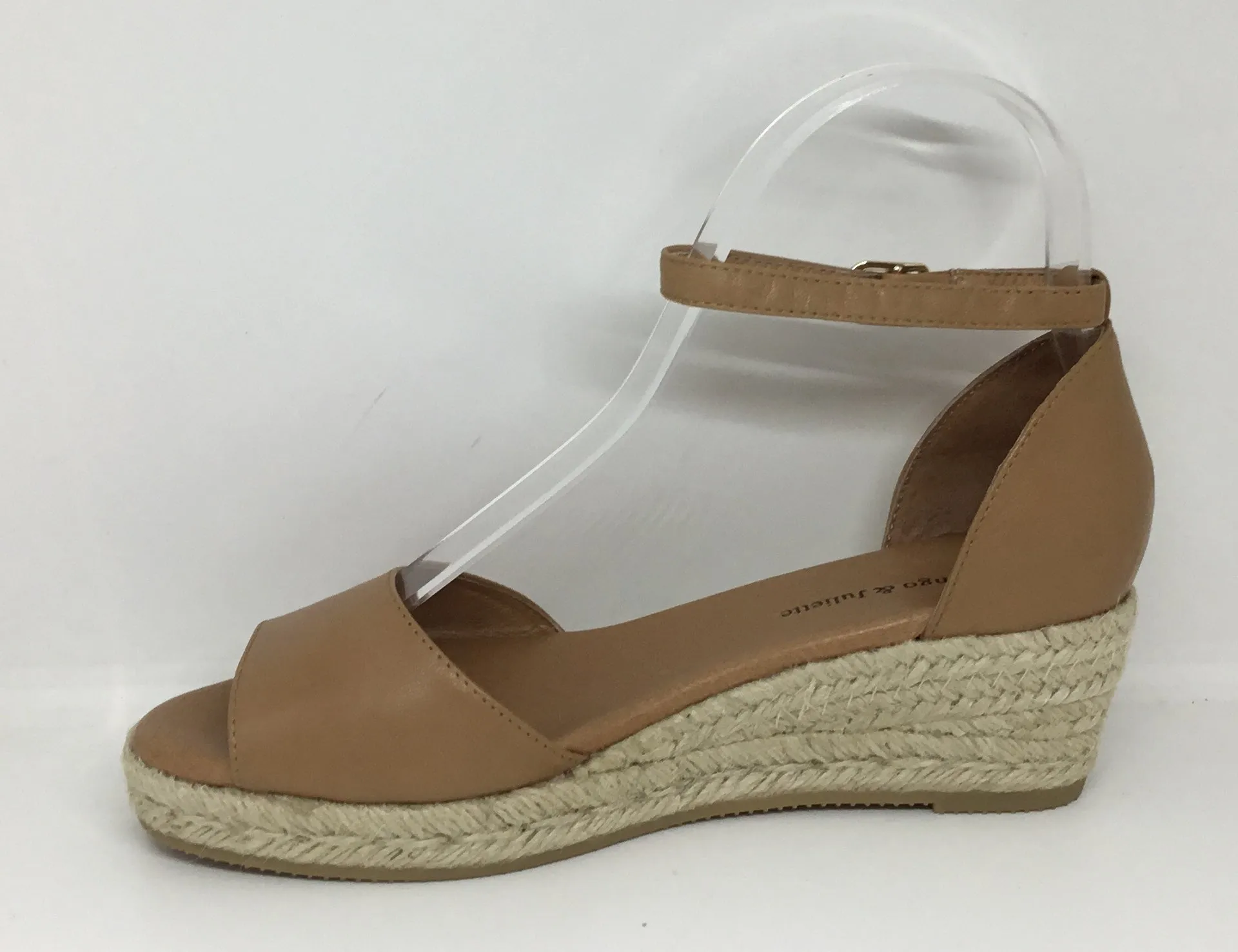 Django & Juliette Skip Tan Leather Espadrille Wedge