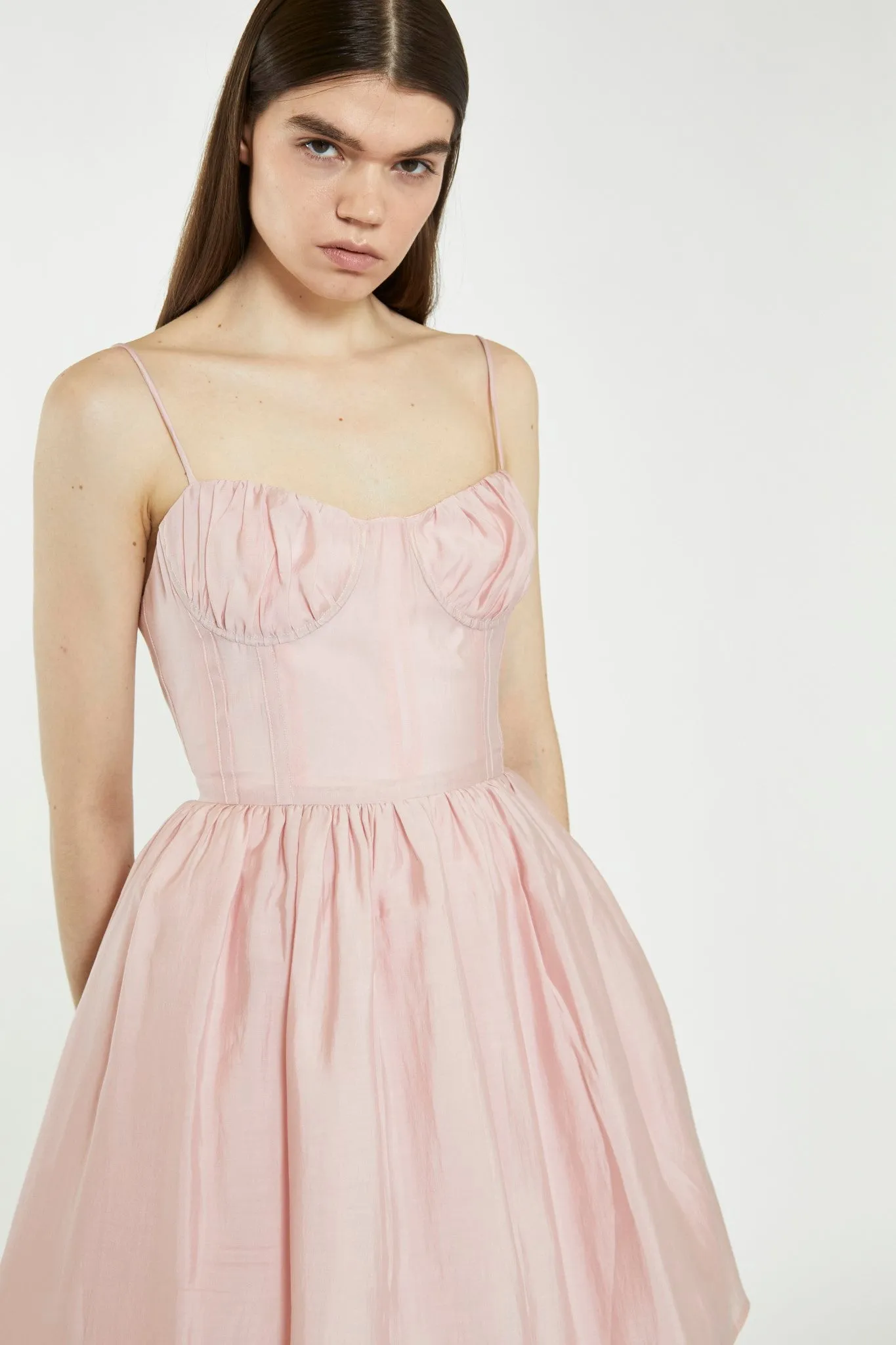 Dusty Pink Corset Skater Mini-Dress