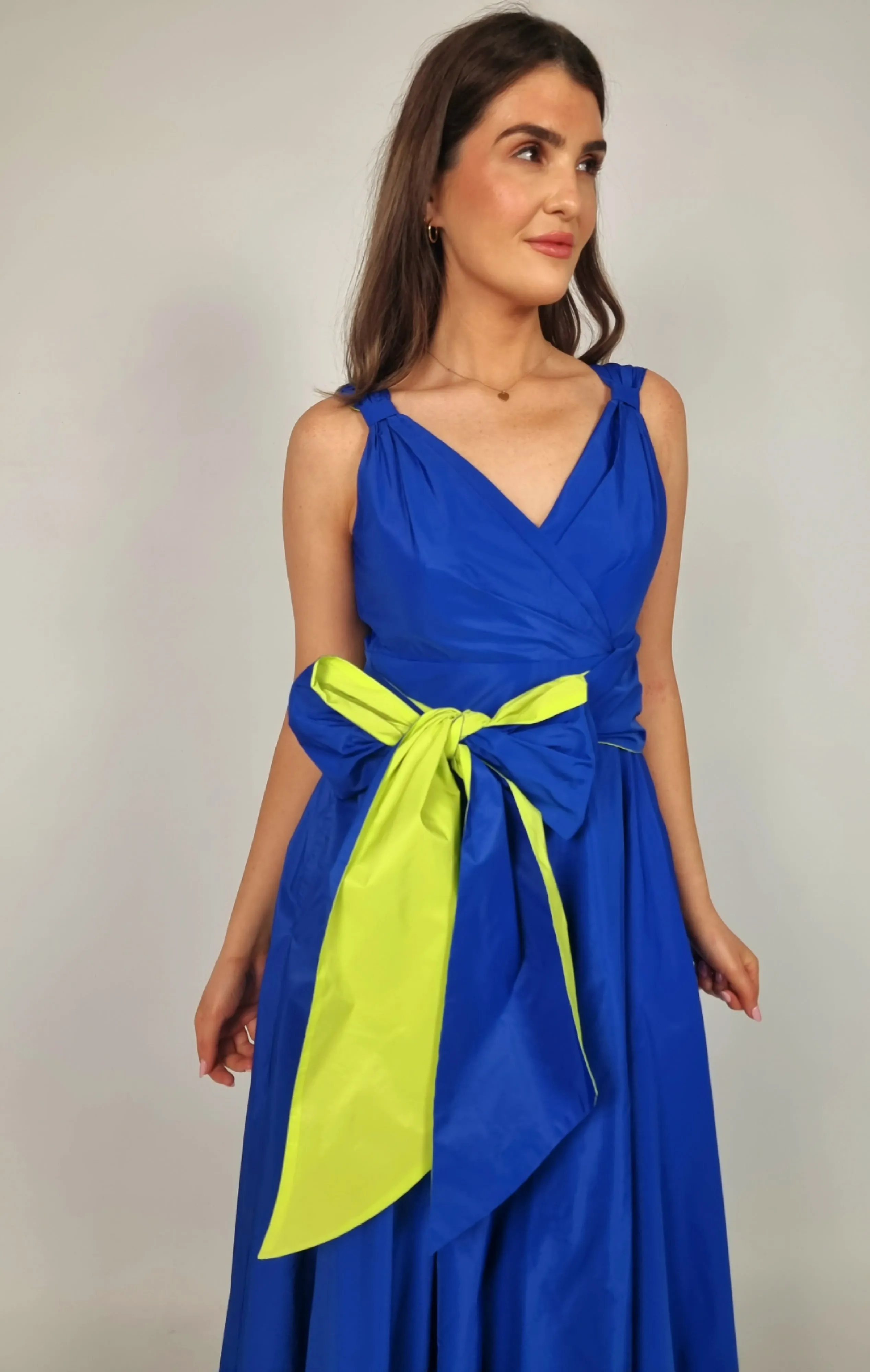 EDAS Tenerezza Cobalt Blue Taffeta Style Belted Dress