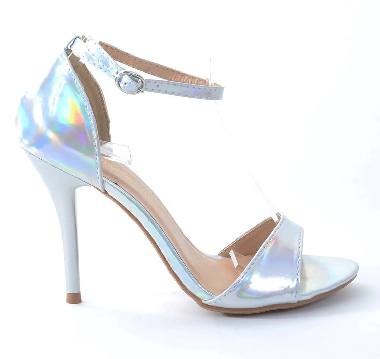 Elegant-1 Hologram Open Toe Ankle Strap Heel Sandals