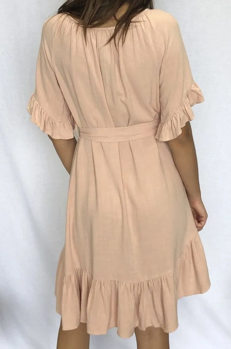 Fate   Becker Dakota Ruffle Dress in Beige Pink