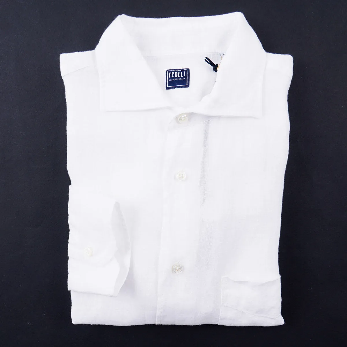 Fedeli Solid White Pure Linen Shirt