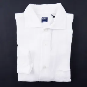 Fedeli Solid White Pure Linen Shirt