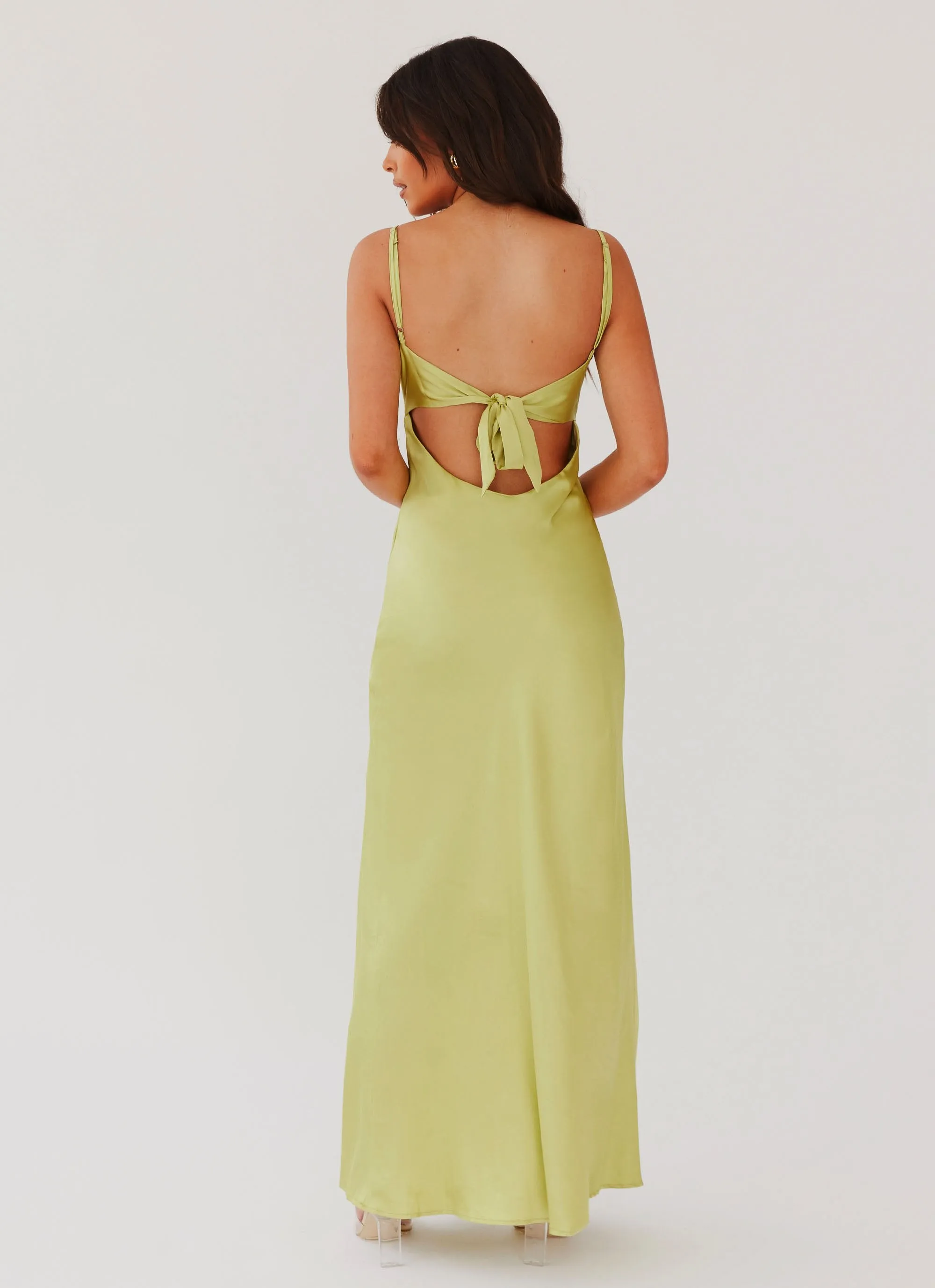 Flora Satin Maxi Dress - Green Expectations