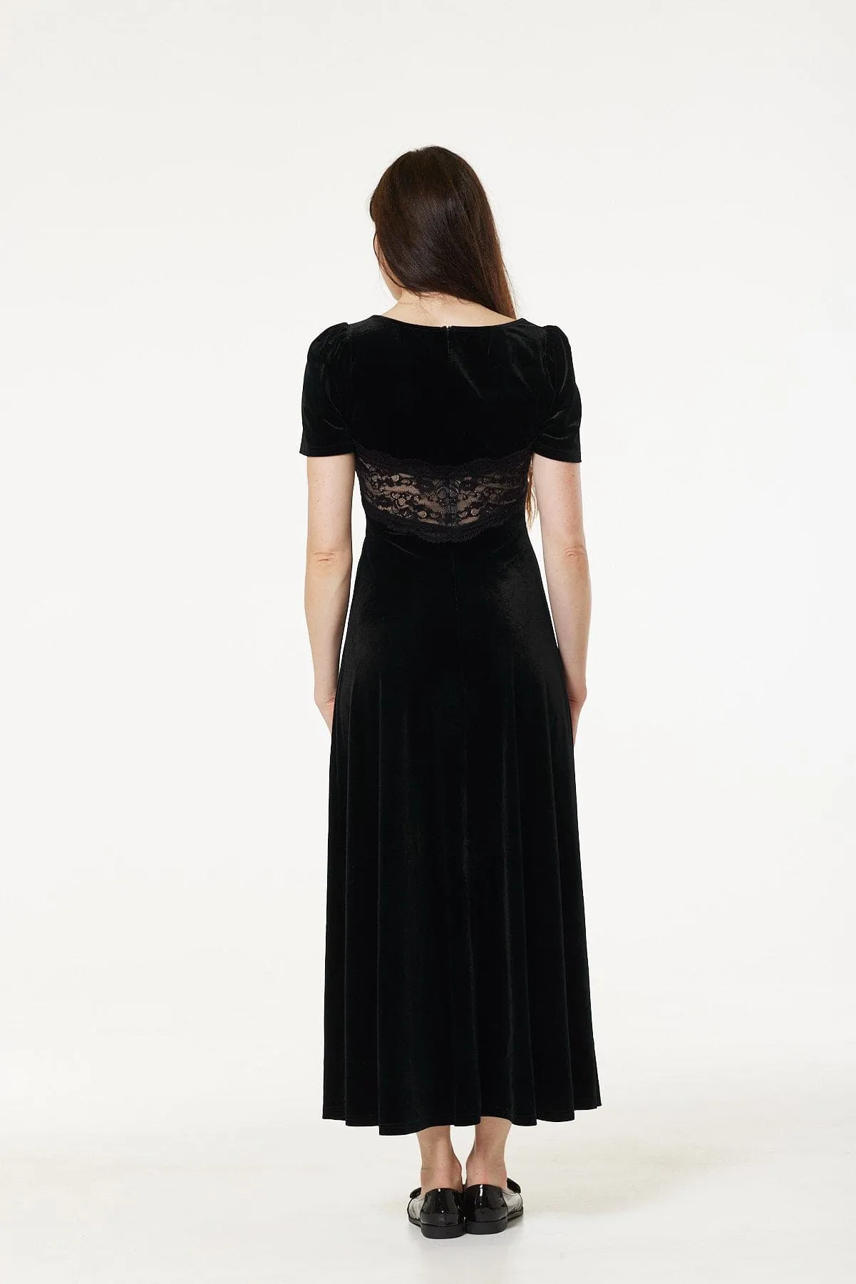 Francesca Velvet Dress With Lace Detail