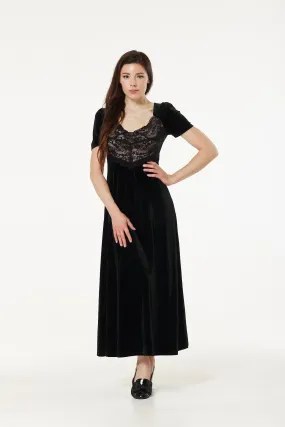 Francesca Velvet Dress With Lace Detail