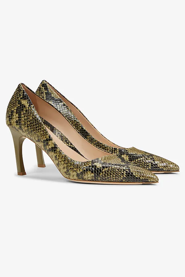 Ginger Pump - Embossed Snakeskin :: Black / Olive