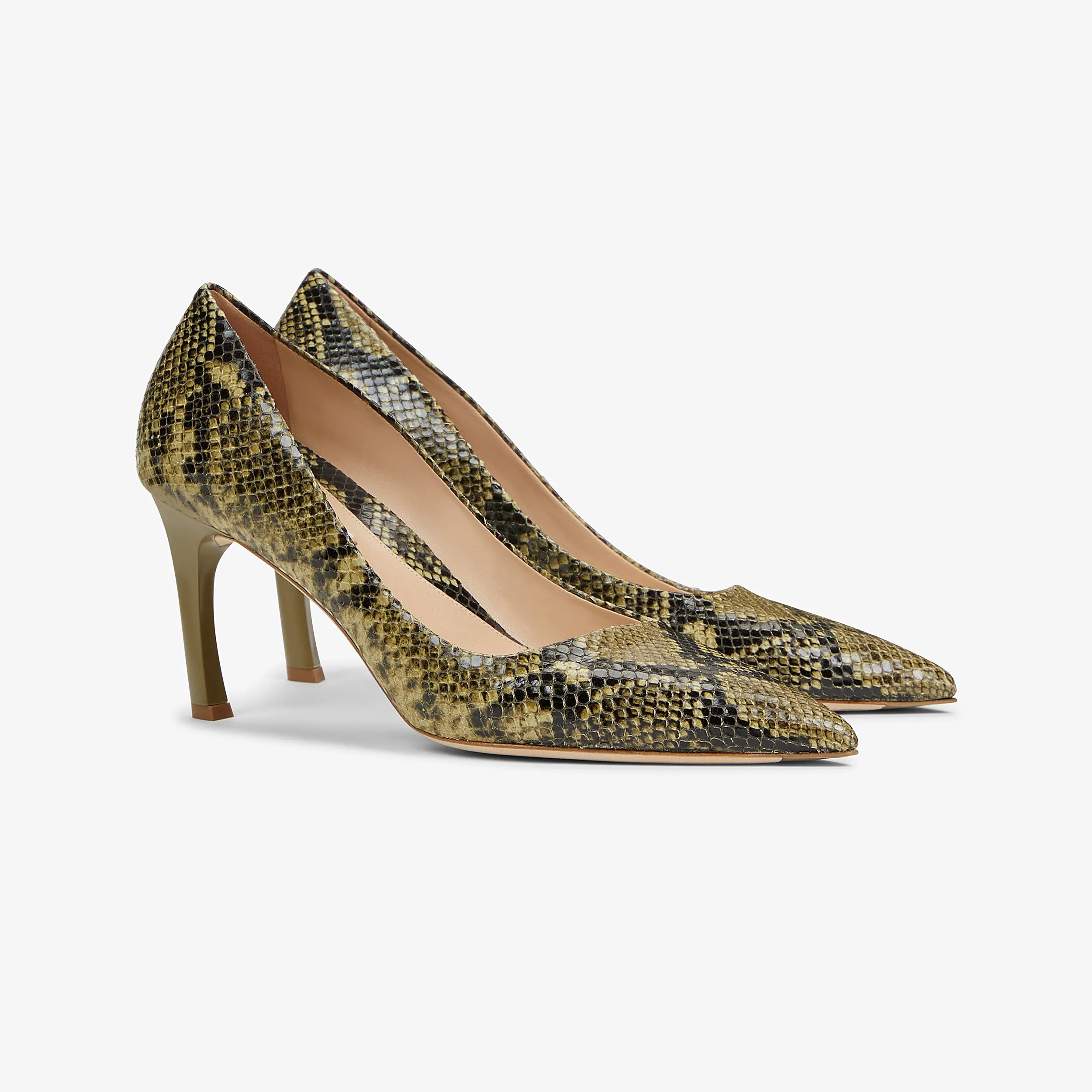 Ginger Pump - Embossed Snakeskin :: Black / Olive