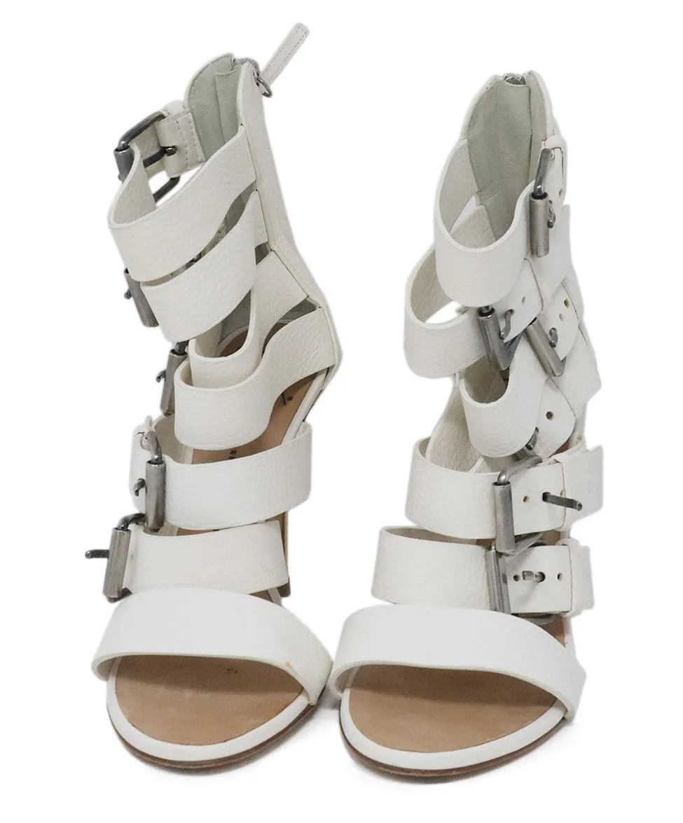 Giuseppe Zanotti White Leather Buckle Heels sz 7