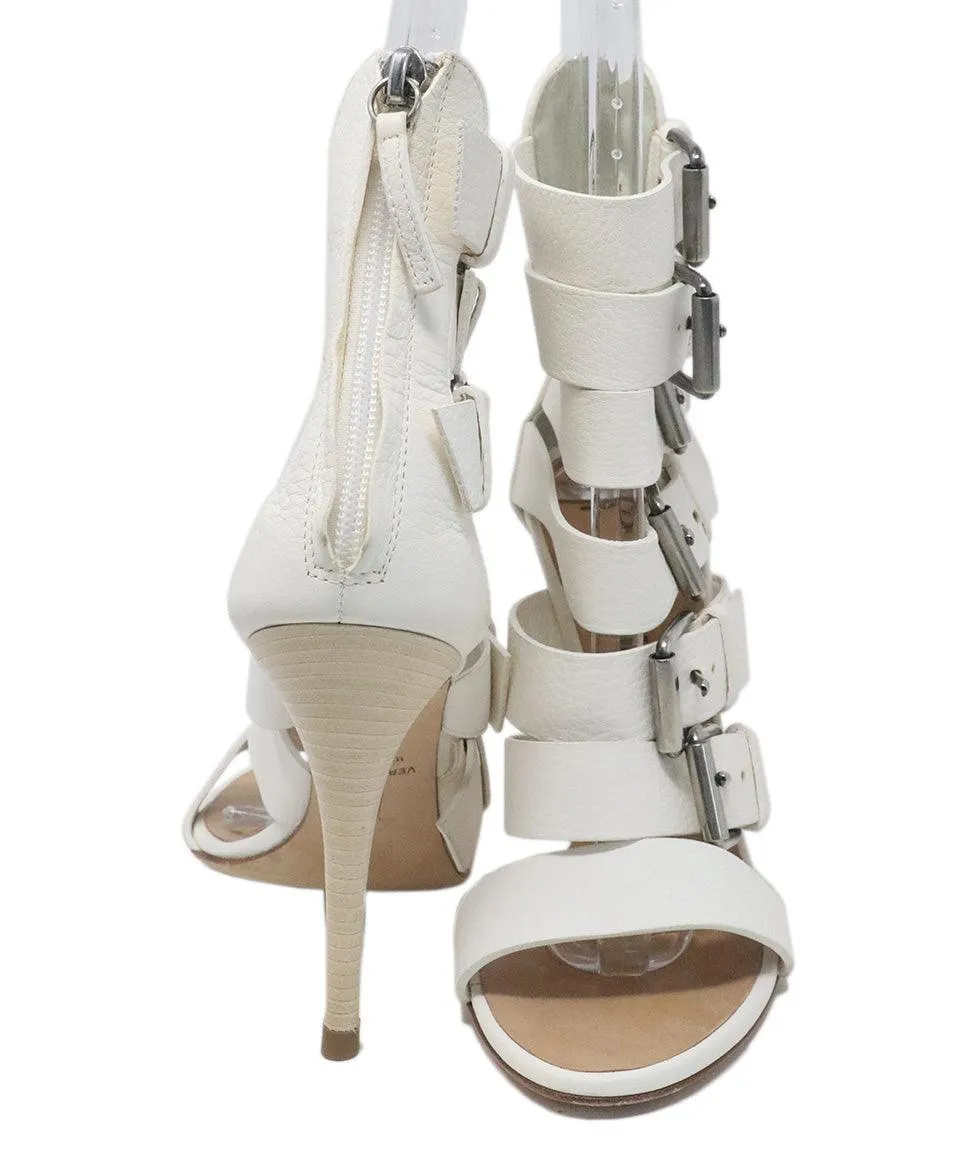 Giuseppe Zanotti White Leather Buckle Heels sz 7