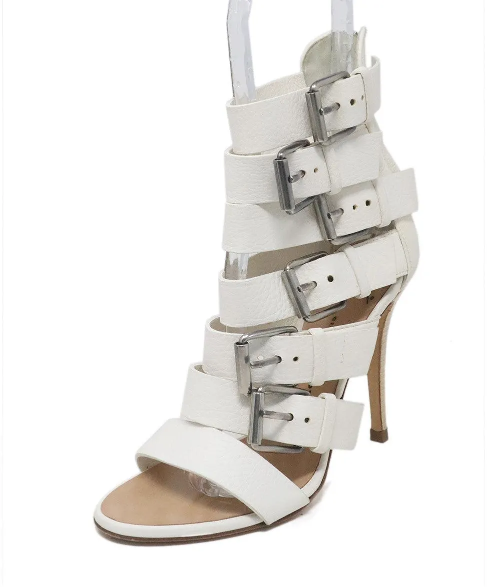 Giuseppe Zanotti White Leather Buckle Heels sz 7