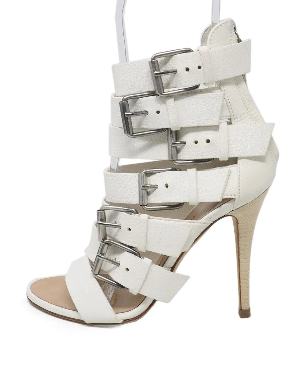 Giuseppe Zanotti White Leather Buckle Heels sz 7