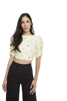 Glamorous Botanical Ditsy Ruffle Sleeve Crop Top