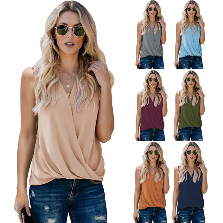 Haute Edition Women's Casual Wrap Loose Fit Blouse Tank