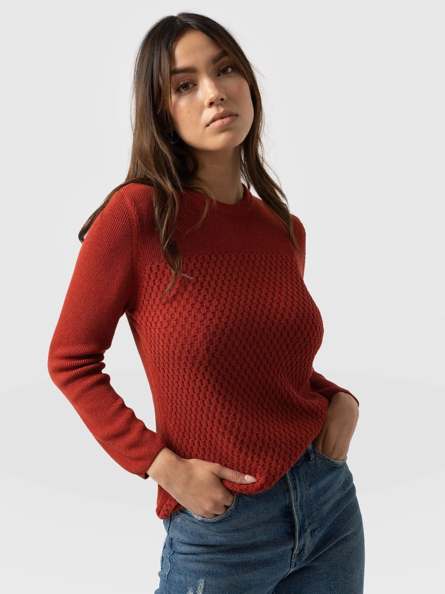 Honeycomb Rib Jumper - Amber