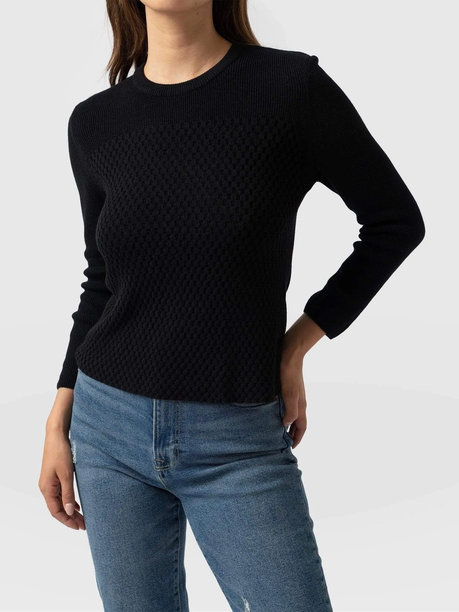 Honeycomb Rib Jumper - Black