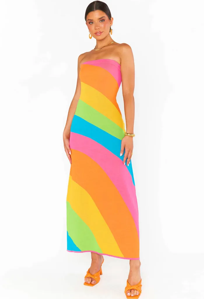 Island Nights Tube Dress-Salty Rainbow Stripe Knit