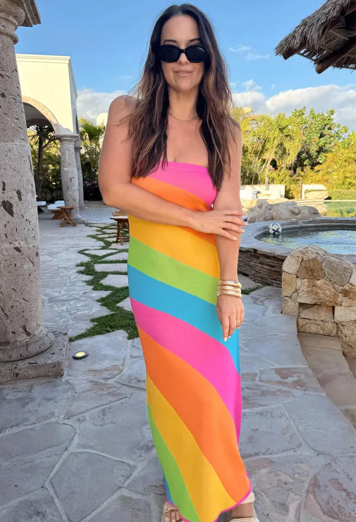 Island Nights Tube Dress-Salty Rainbow Stripe Knit