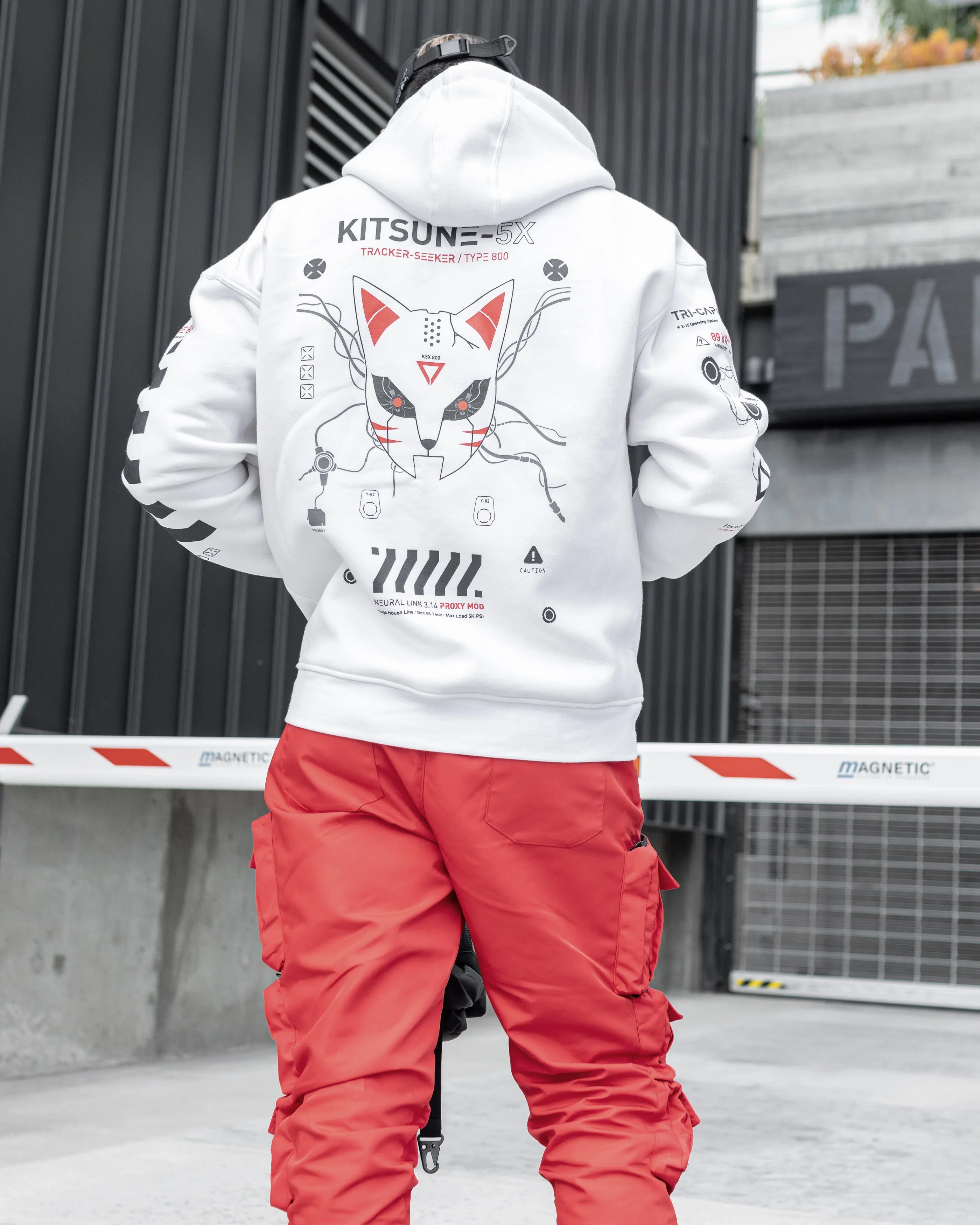 Kitsune-5X RD White Hoodie