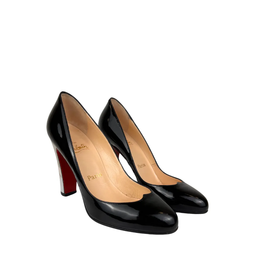 Louboutin Silver Heel Patent Pumps - Size 37.5