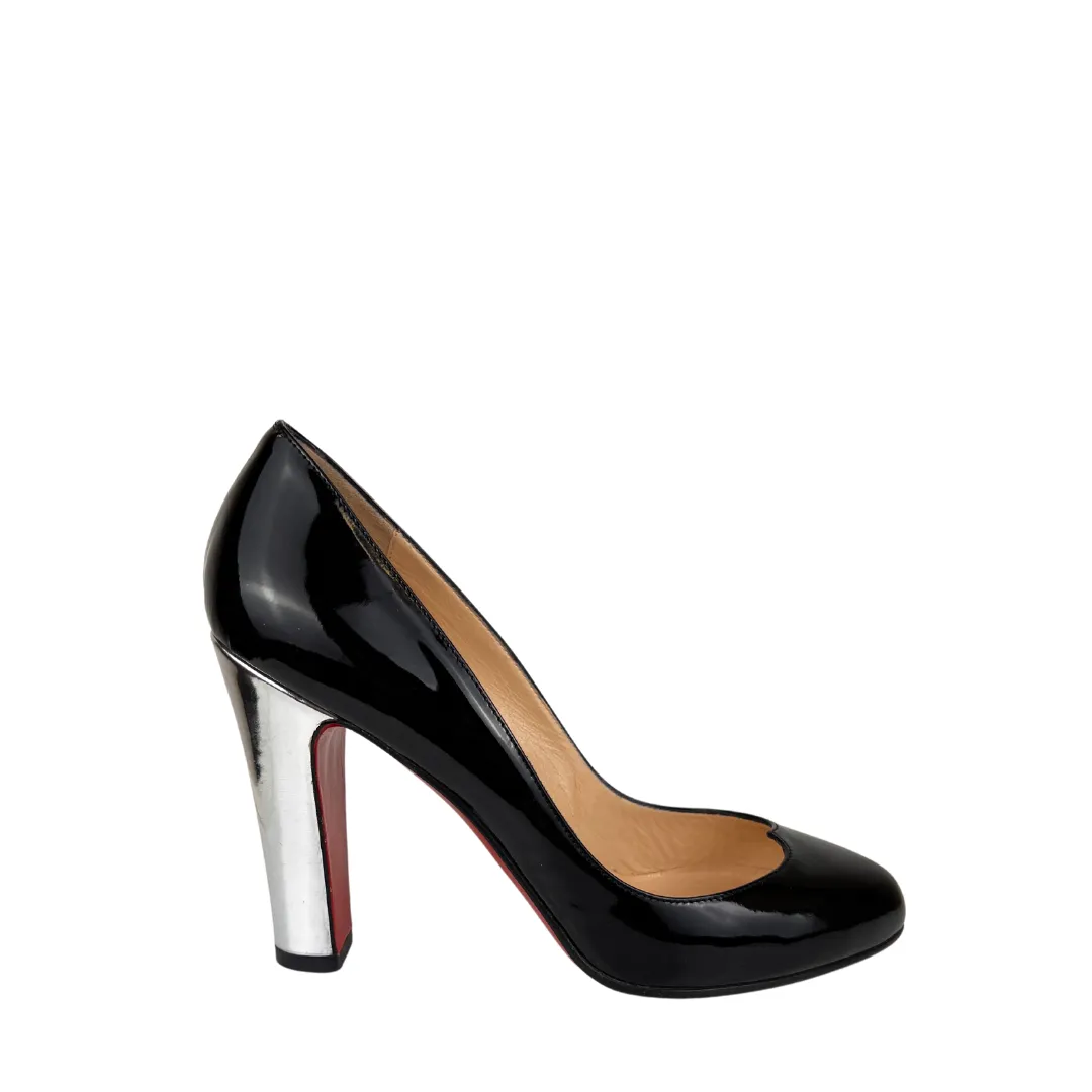 Louboutin Silver Heel Patent Pumps - Size 37.5