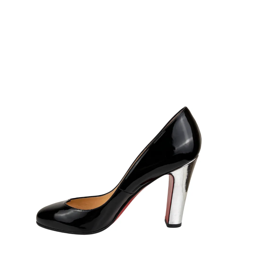 Louboutin Silver Heel Patent Pumps - Size 37.5