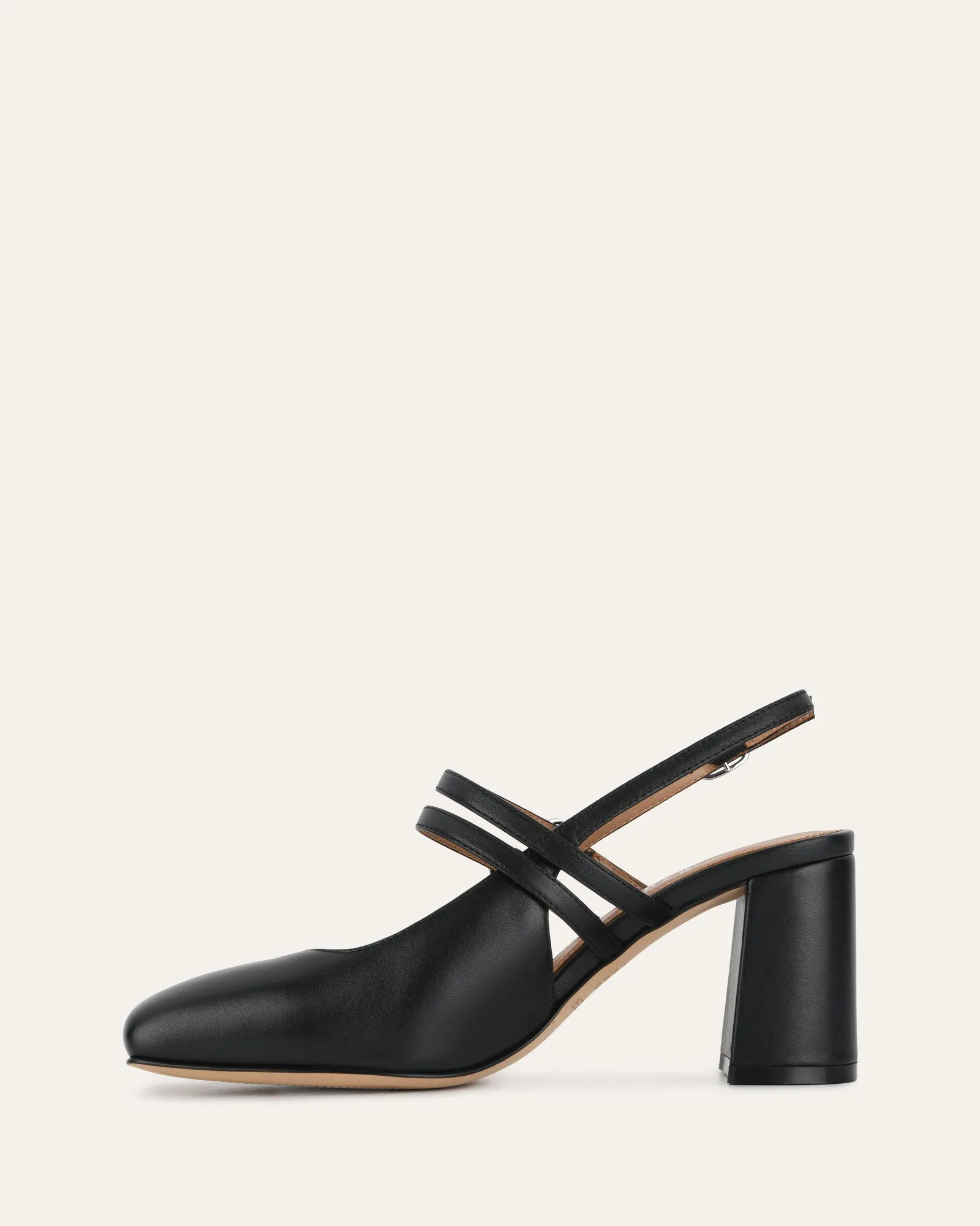 NATASHA MID HEELS BLACK LEATHER