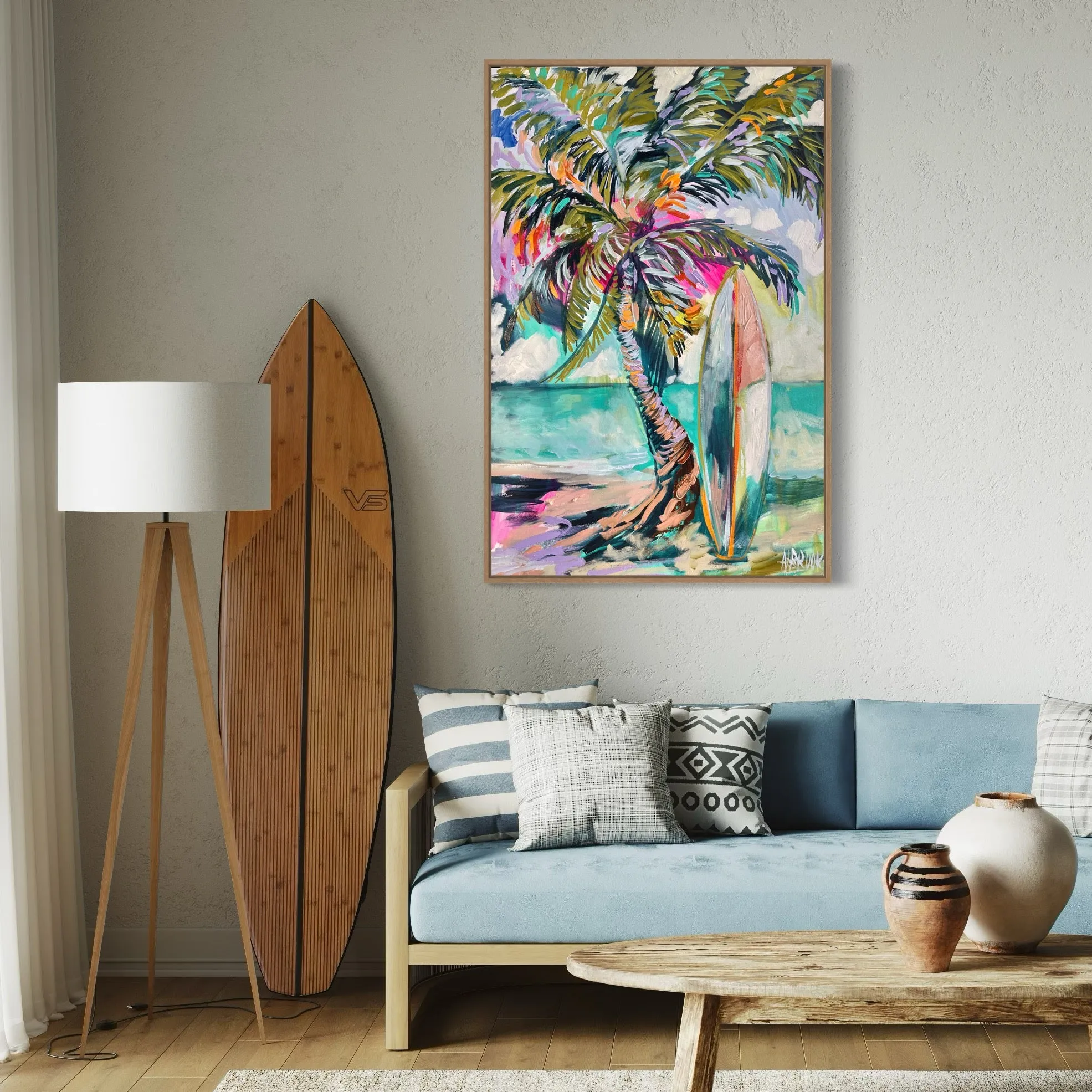 Palm beach  -original on gallery canvas 60x90 cm