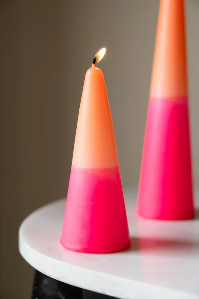 Pink & Orange Cone Shaped Candle - 2 Sizes Available