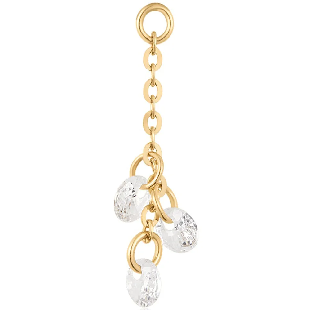 "Cry Baby" Chain Charm in Gold with White CZ's