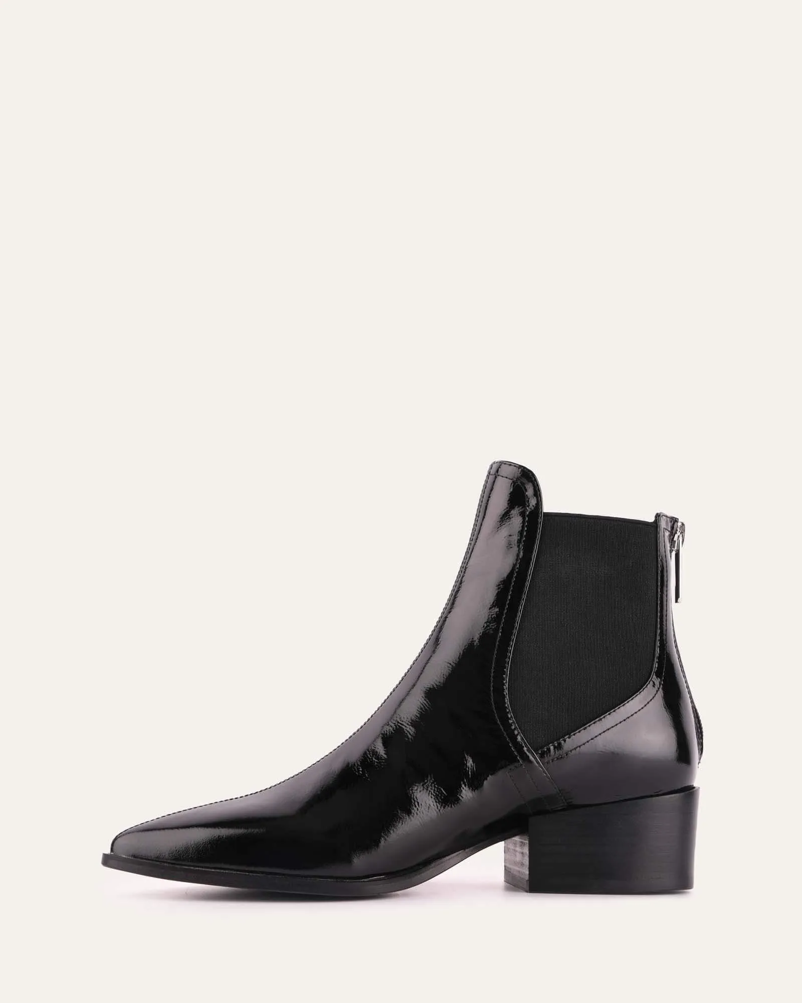 RIVER FLAT ANKLE BOOTS BLACK CRINKLE PATENT