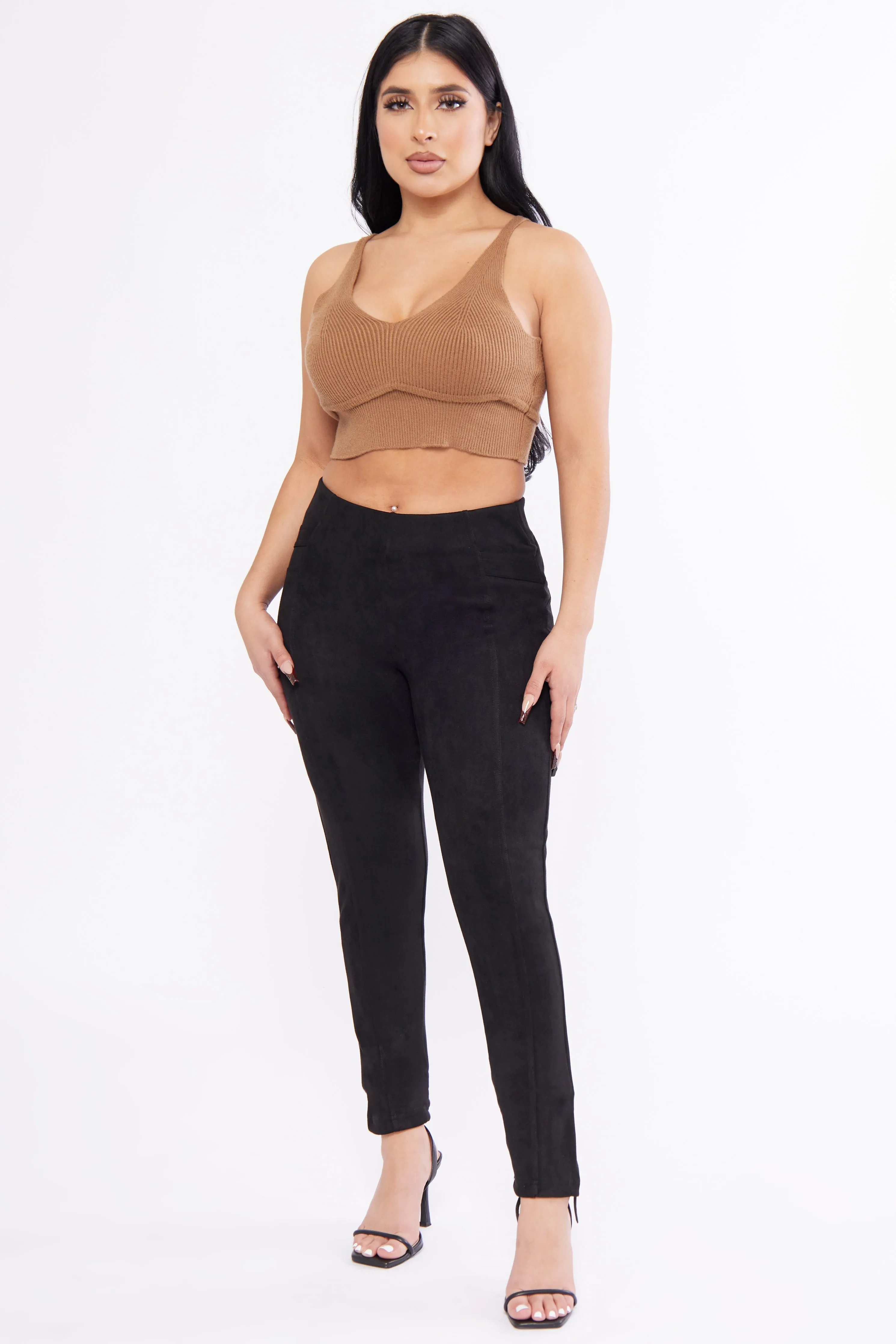 Seamed Suede Skinny Legging