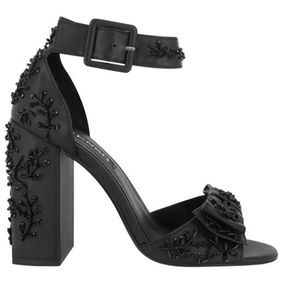 Senso Women's Vallia Embroidered Leather Block Heel - BLACK