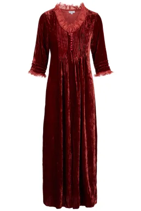 Silk Velvet Annabel Maxi Dress in Terracotta